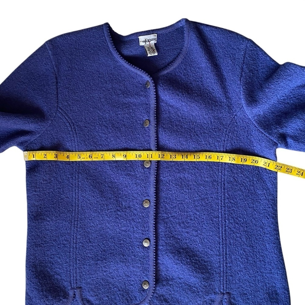 THE TOG SHOP Cardigan Vtg 100% Wool Button Up Periwinkle Blue Purple Women L - Picture 11 of 13